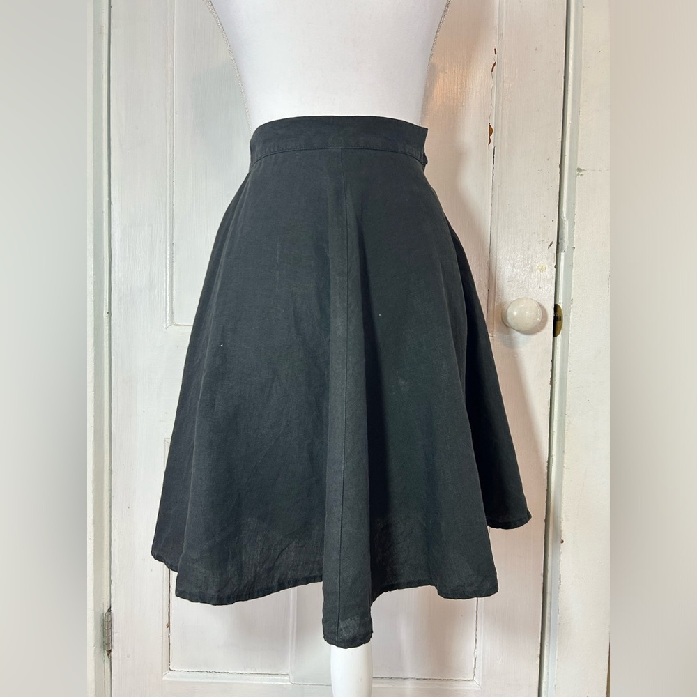 Vintage 1980’s Olivier Strelli Black Linen Skater Skirt size XS
